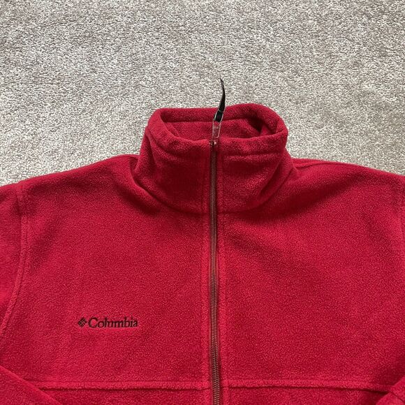 Columbia Steens Mountain Fleece Jacket Men Medium Red Full Zip High Neck Outdoor - Picture 3 of 12